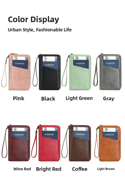 Anti theft RFID shielded passport clip travel wallet waterproof PU ticket storage bag multifunctional passport wallet