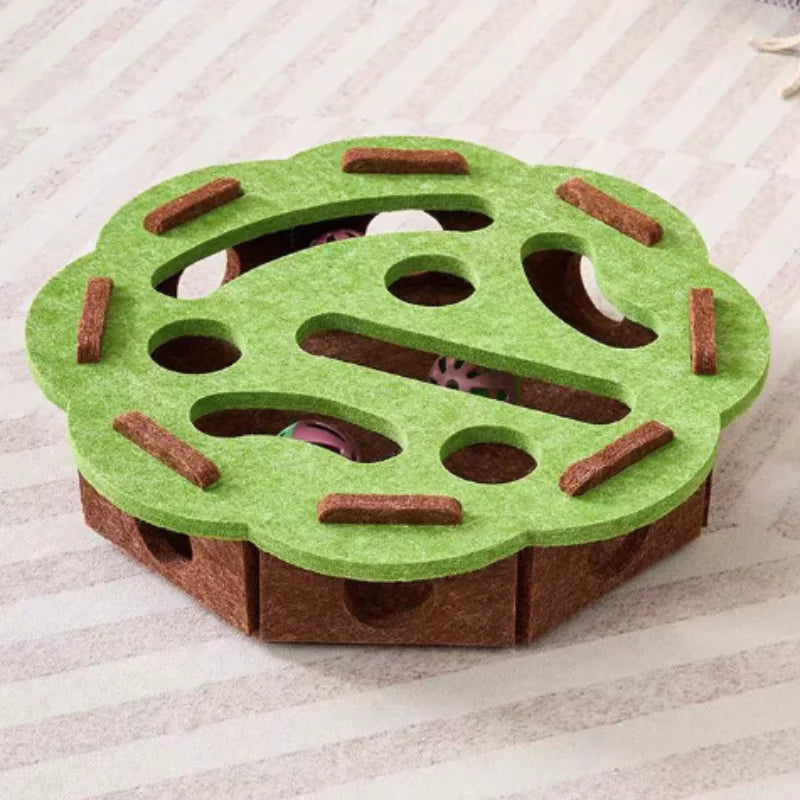 Pet Cat Puzzle Maze Holes Toys Felt Box With Bell Ball Kitten Playing Toys Interactive Funny  Cat Supplies