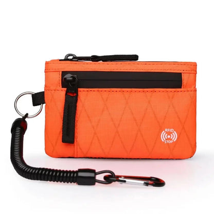 Rfid Credit Card Holder Men Wallets Luxury Nylon Slim Wallet Zipper Key Card Case Male Tactical Purse Coin Purse With Carabiner