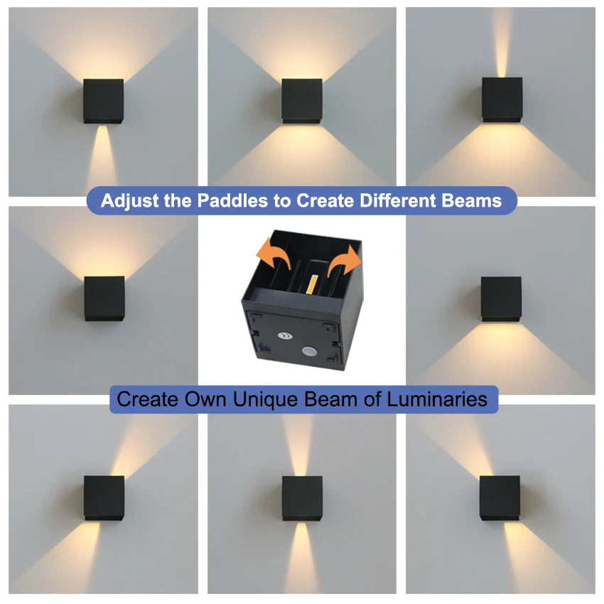 6W/12W LED Waterproof Wall Lamp in Black/White/Grey for Indoor and Outdoor Decoration Lighting Aluminum Wall Lights AC 110V 220V