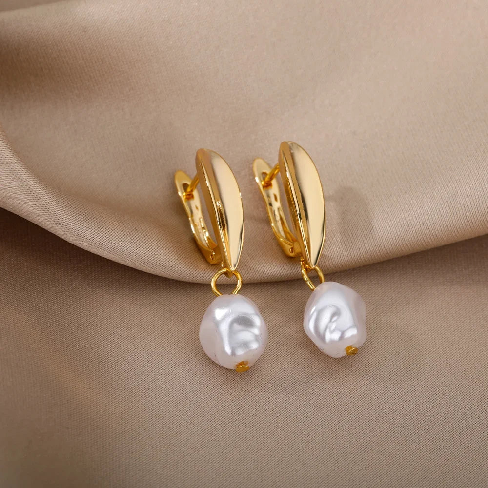 Heart Stainless Steel Earrings for Women – Gold Color Hoop Earring with Zircon, Waterproof & Trendy