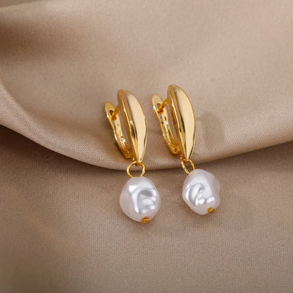 Heart Stainless Steel Earrings for Women – Gold Color Hoop Earring with Zircon, Waterproof & Trendy