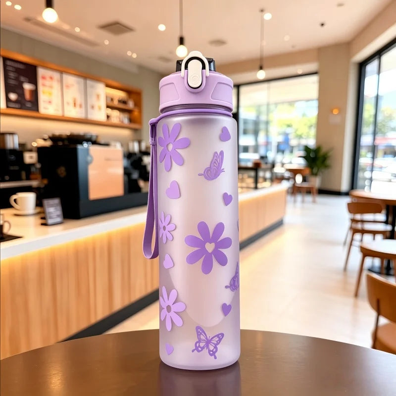 800ml Leakproof Sports Water Bottle with Time Scale