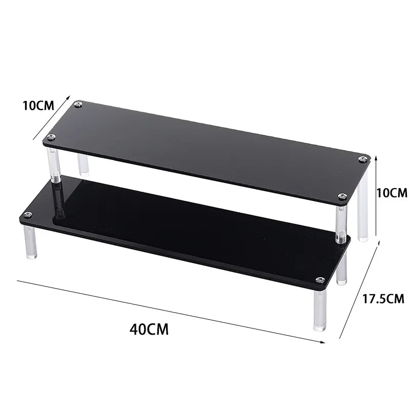 Black 1-5 Tier Acrylic Display Stand Clear Display Riser Rack for Cupcake Perfume Doll Décor Organizer Amiibo Funko POP Figures