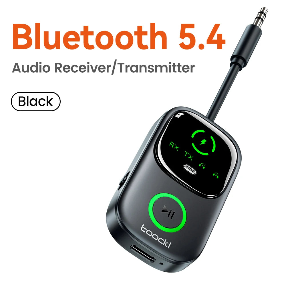 Toocki Bluetooth 5.4 Audio Reciever Transmitter RT/TX 2 In 1 Adapter for TV Earphones Cars Flights 3.5mm AUX Bluetooth Dongle
