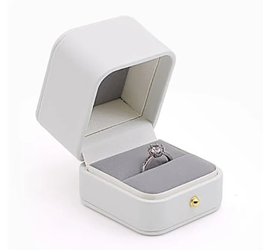 Vintage Double Slots Ring Jewelry Box – PU Leather Storage Case for Wedding, Engagement, & Gift