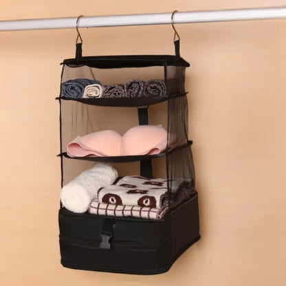 3-in-1 Travel Clothes Storage Hanging Bag - Large Capacity Garment Organizer for Underwear, Socks & Clothes, Hanging Design