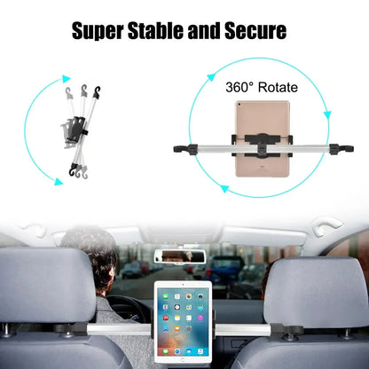 VIKEFON Moverable Tablet Car Stand Clamp 13'' Car Rear Pillow Phone Holder for iPad Pro 12.9 Seat Rear Headrest Mounting Bracket
