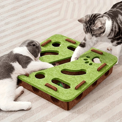 New Interactive Cat Toy, Cat Puzzle Toy With Maze Tunnel And Bell Ball, Durable Felt Material, Battery-Free, Suitable For Indoor Cats