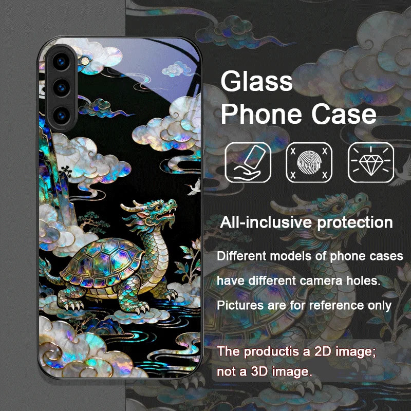 Stylish Tiger Dragon Marble Texture Printed Tempered Glass Phone Case for Samsung Galaxy S25 Ultra S24 S23 Plus S22 S21 FE Cover