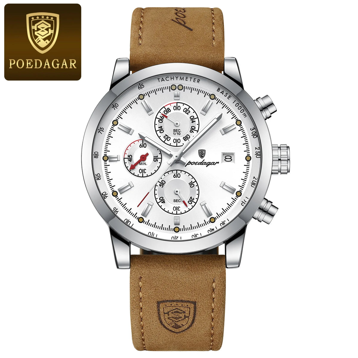 POEDAGAR Luxury Trendy Man Watch Date Waterproof Luminous Chronograph Men Watch Sports Male Stylish Leather Men's Quartz Watches