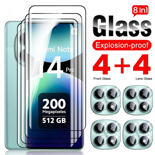 Note14Pro 5G 4G Glass 8To1 9D Curved Screen Protector Camera Glass For Xiaomi Redmi Note14 Note15 Pro Not 14 15 Pro+ Pro Plus 5G