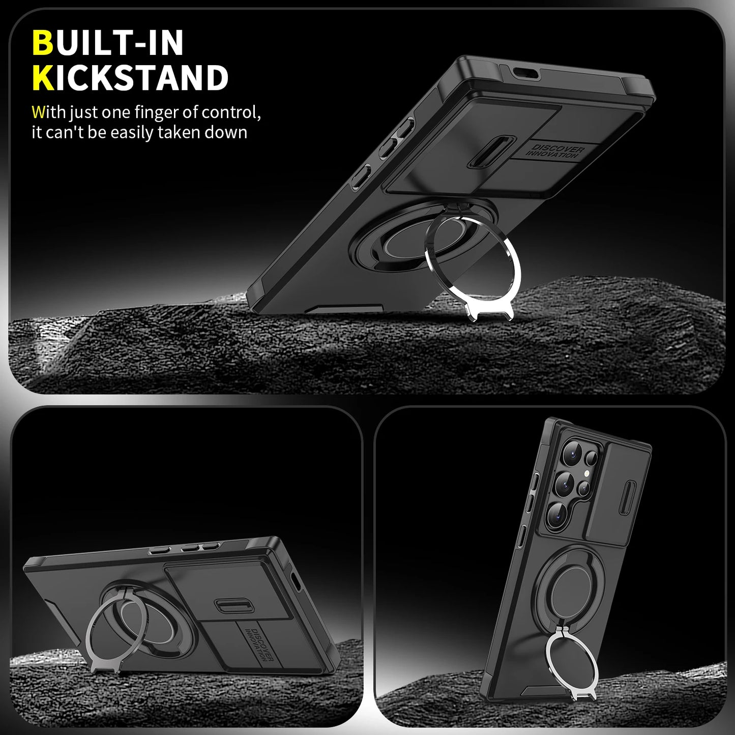 Slide Lens Protect Armor Case For Samsung Galaxy S25 Ultra S25+ S 25 Magnetic Holder Cover For Galaxy S25 Plus S25ultra Funda