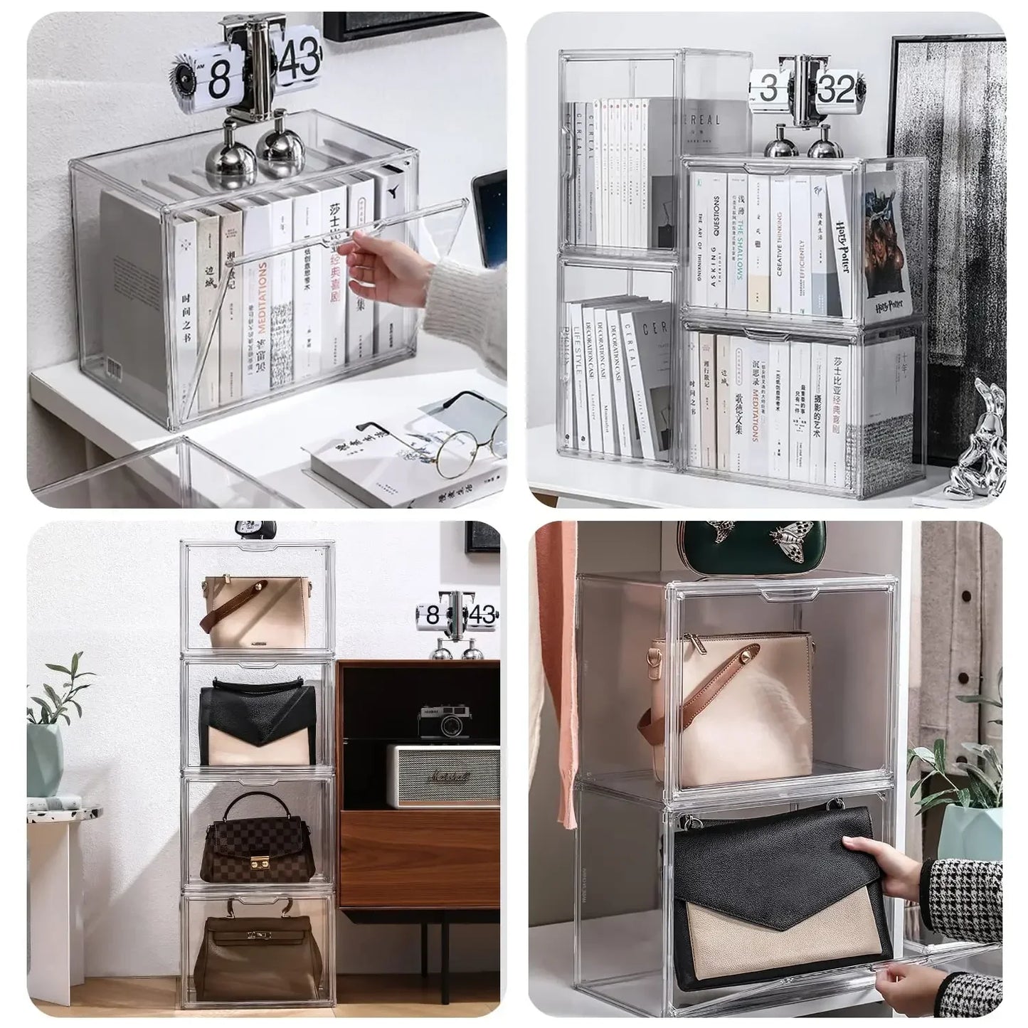 Transparent Storage Box Organizer Bookshelf Album CD Desktop Dustproof Display Cabinet Figures Acrylic Box Blind Box Showcase