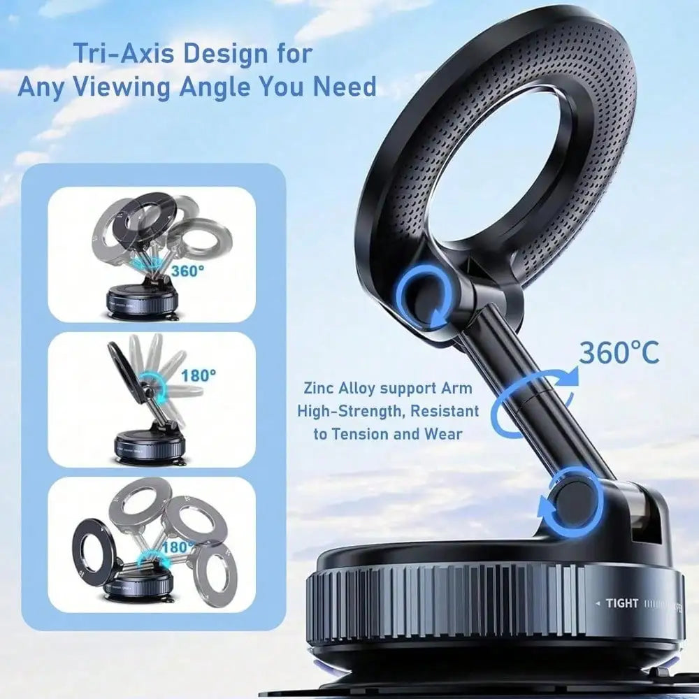 360° Nano Gel Magnetic Car Phone Holder with Suction Cup Mount