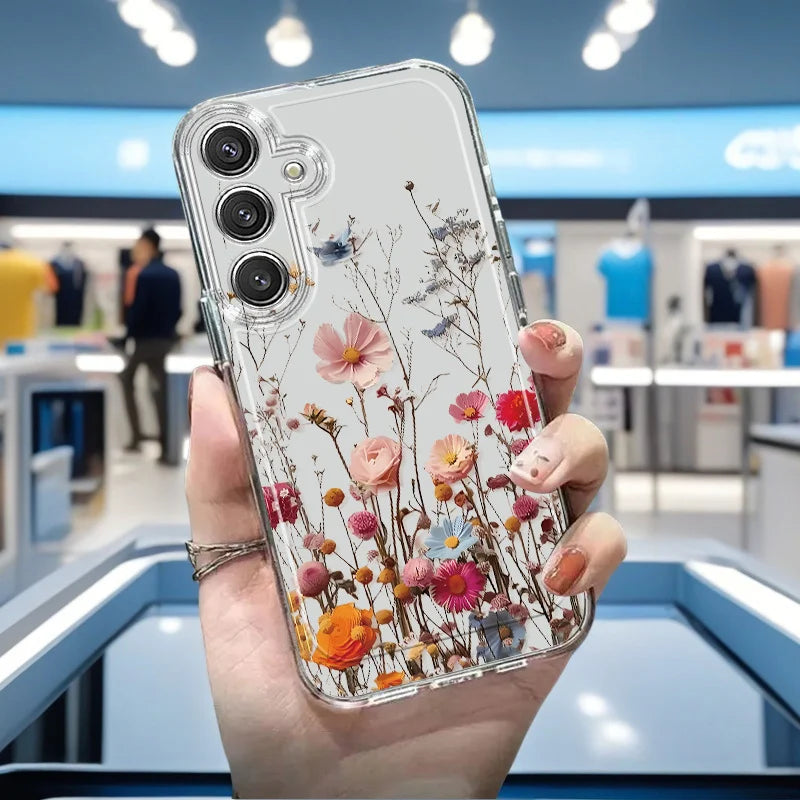 Flowers Vine Clear Case For Samsung S25 Ultra S26 S24 FE S23 Plus S22 S21 A57 A56 5G A55 A54 A53 A52S A37 A36 A35 A26 Case Cover