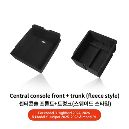For Tesla Model 3/Y/YL Highland Juniper 2026 Center Armrest Hidden Storage Box Cup Holder Console Organizer Box Accessories