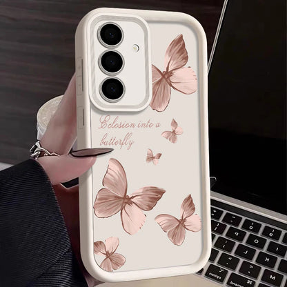 Gold Butterfly Soft TPU Case For Samsung Galaxy A57 A55 A17 A15 A56 A16 A35 A25 5G S26 S25 S24 S23 S22 Ultra S23 FE Phone Cover