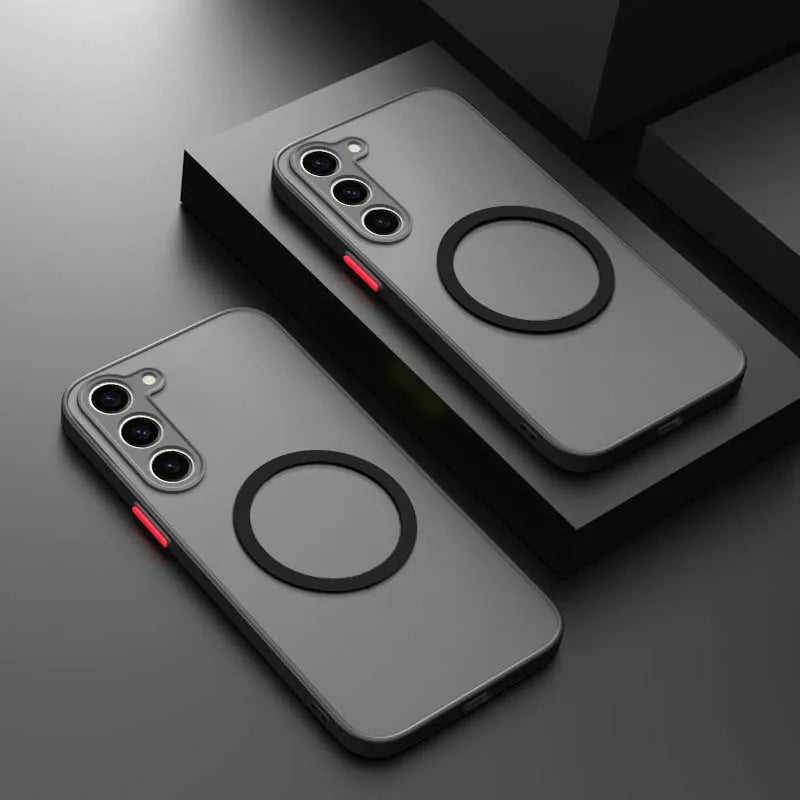 Luxury for Magsafe Wireless Charge Case For Samsung Galaxy S20 S21 S22 S23 FE S24 S25 Plus S25 Ultra Shockproof Matte Clear Case