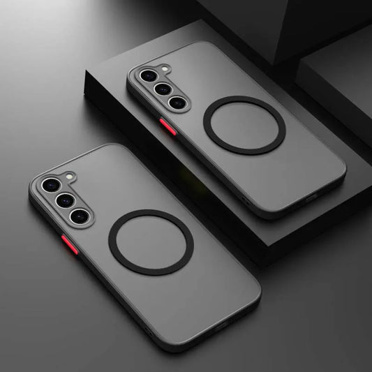 Luxury for Magsafe Wireless Charge Case For Samsung Galaxy S20 S21 S22 S23 FE S24 S25 Plus S25 Ultra Shockproof Matte Clear Case