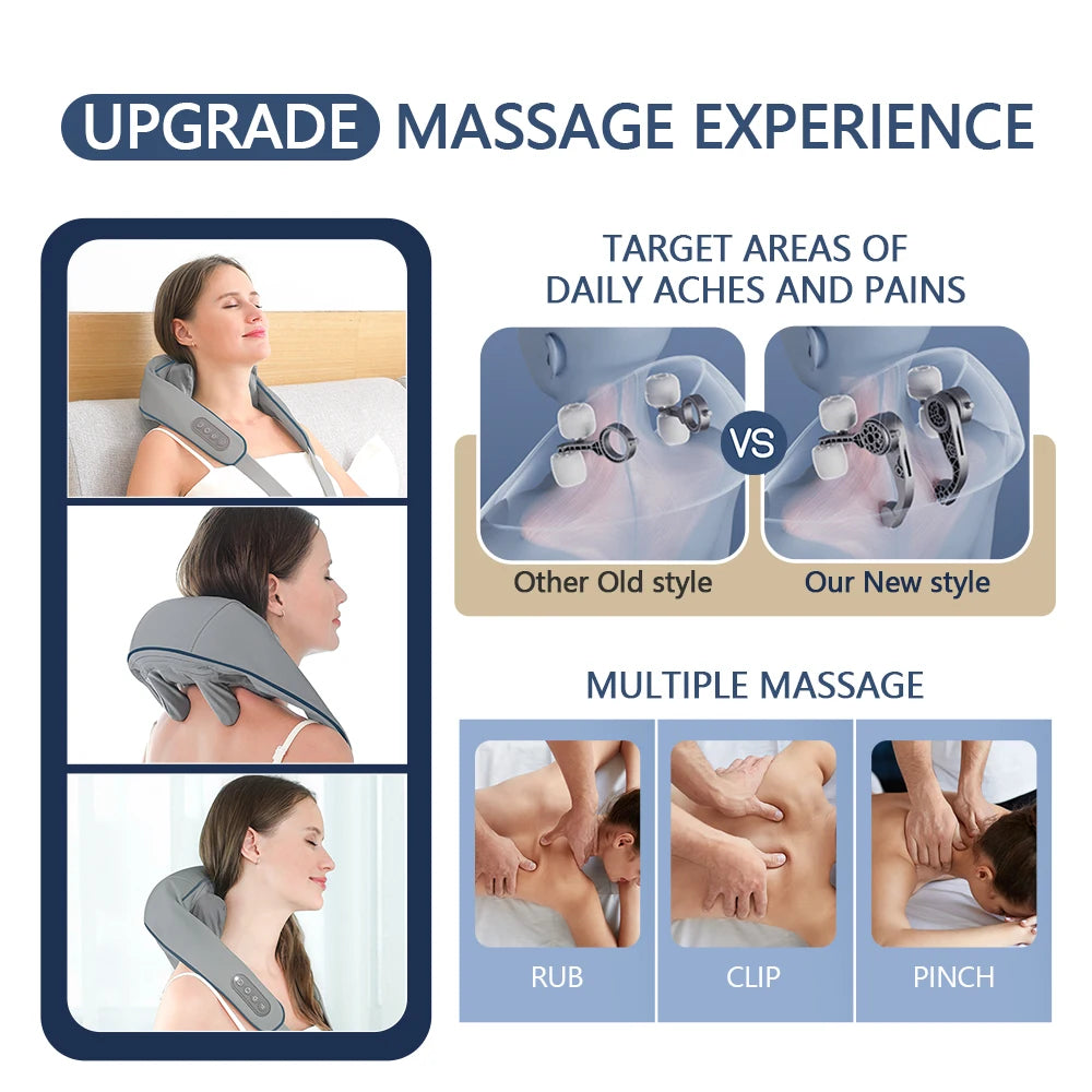 26W Wireless Neck & Shoulder Kneading Massager Shawl