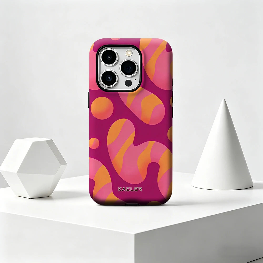 Pink Orange Floral Bumper Case Dual Layer for iPhone 17 16 15 14 Plus 13 Pro Max Shockproof Hard PC Cover