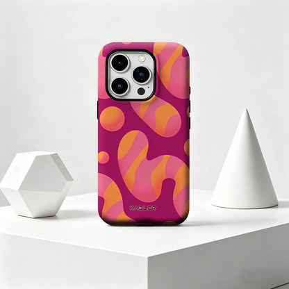 Pink Orange Floral Bumper Case Dual Layer for iPhone 17 16 15 14 Plus 13 Pro Max Shockproof Hard PC Cover