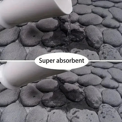 Microfiber Embossed Pebble Bath Mat – Anti-Slip Floor Rug