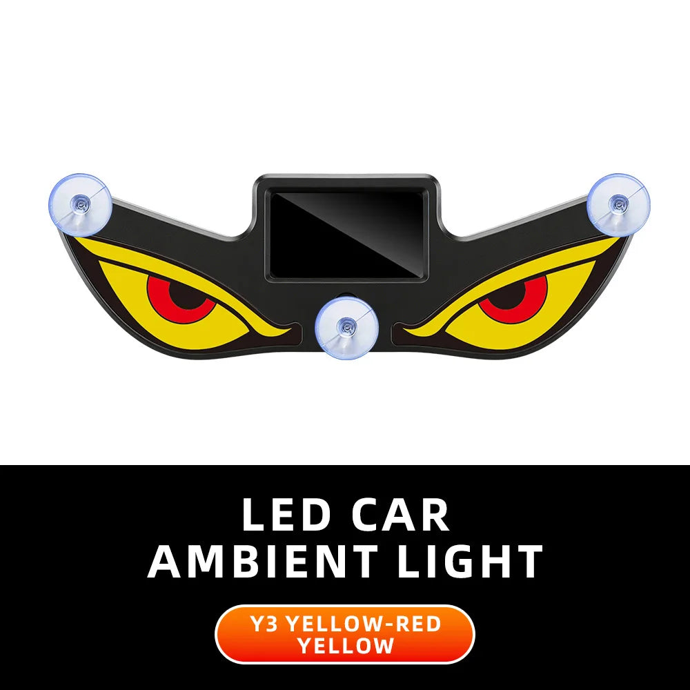 Solar Powered Car Neon Light Wireless Cool DEMON EYE Led Ambient Light Suction Cup USB Rechargeable Atmosphere Breathing Lamp