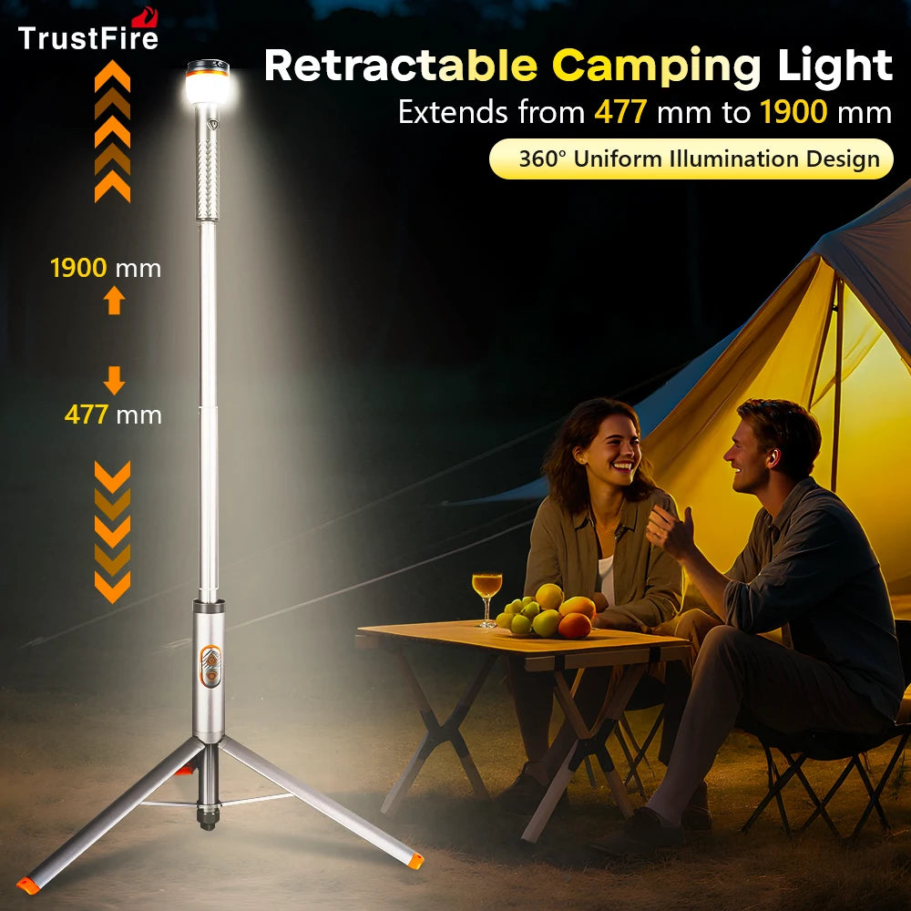 Trustfire WL22 Flashlight 1900MM Telescopic Camping Lights 2200mAh Lanterns With Remote Control Light for Outdoor Car Repair