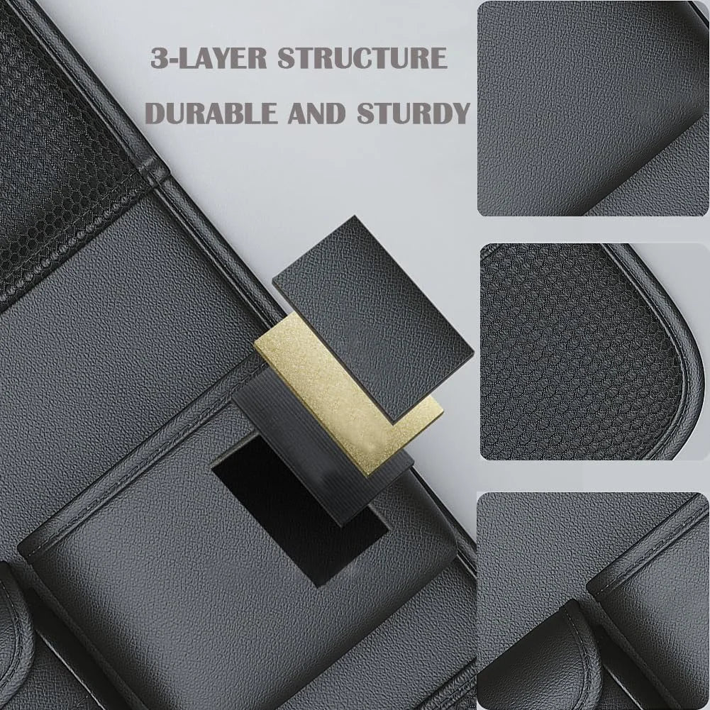 Car Seat Back Storage Bag 6-Pocket with Foldable Table Seat Back Protectors Waterproof  Anti-Kick Pad For Car Essentials