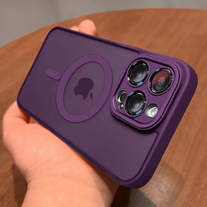 Magnetic Luxury Matte Translucent Armor Shockproof Case For iPhone 16 15 14 13 12 17 Pro Max Plus Magsafe Wireless Charge Cover