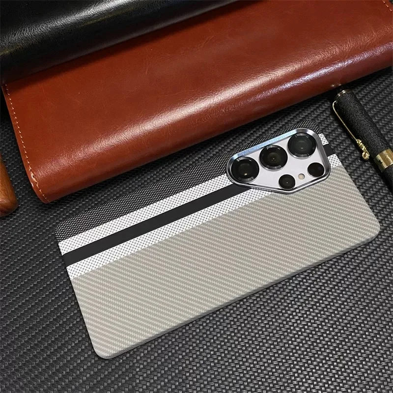For Samsung Galaxy S26Ultra S26 S25 S24 S23 Ultra Plus Carbon Fiber Texture MagSafe Case Wireless Charging Alloy Lens Hard Cover