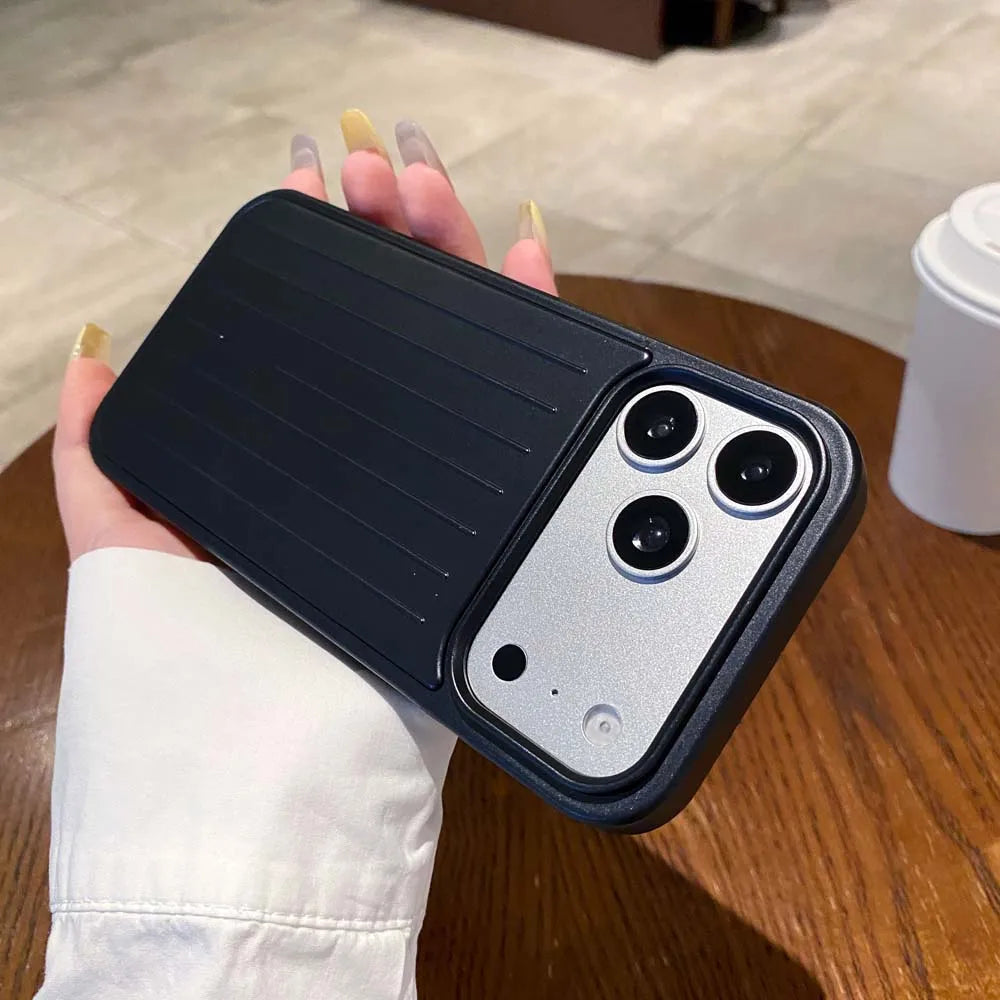 Q5 Aluminum Alloy Phone Cases For iPhone 17 16 15 14 Pro Max 3D Corrugated Stripe Back Luxury Bussiness Luggage Cover