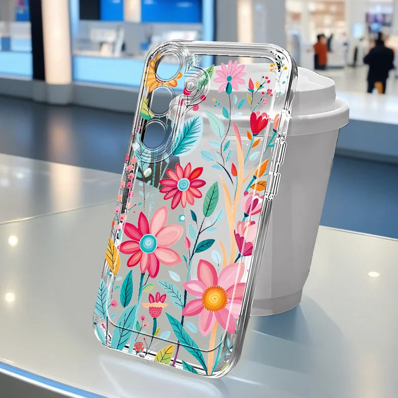 Flowers Vine Clear Case For Samsung S25 Ultra S26 S24 FE S23 Plus S22 S21 A57 A56 5G A55 A54 A53 A52S A37 A36 A35 A26 Case Cover