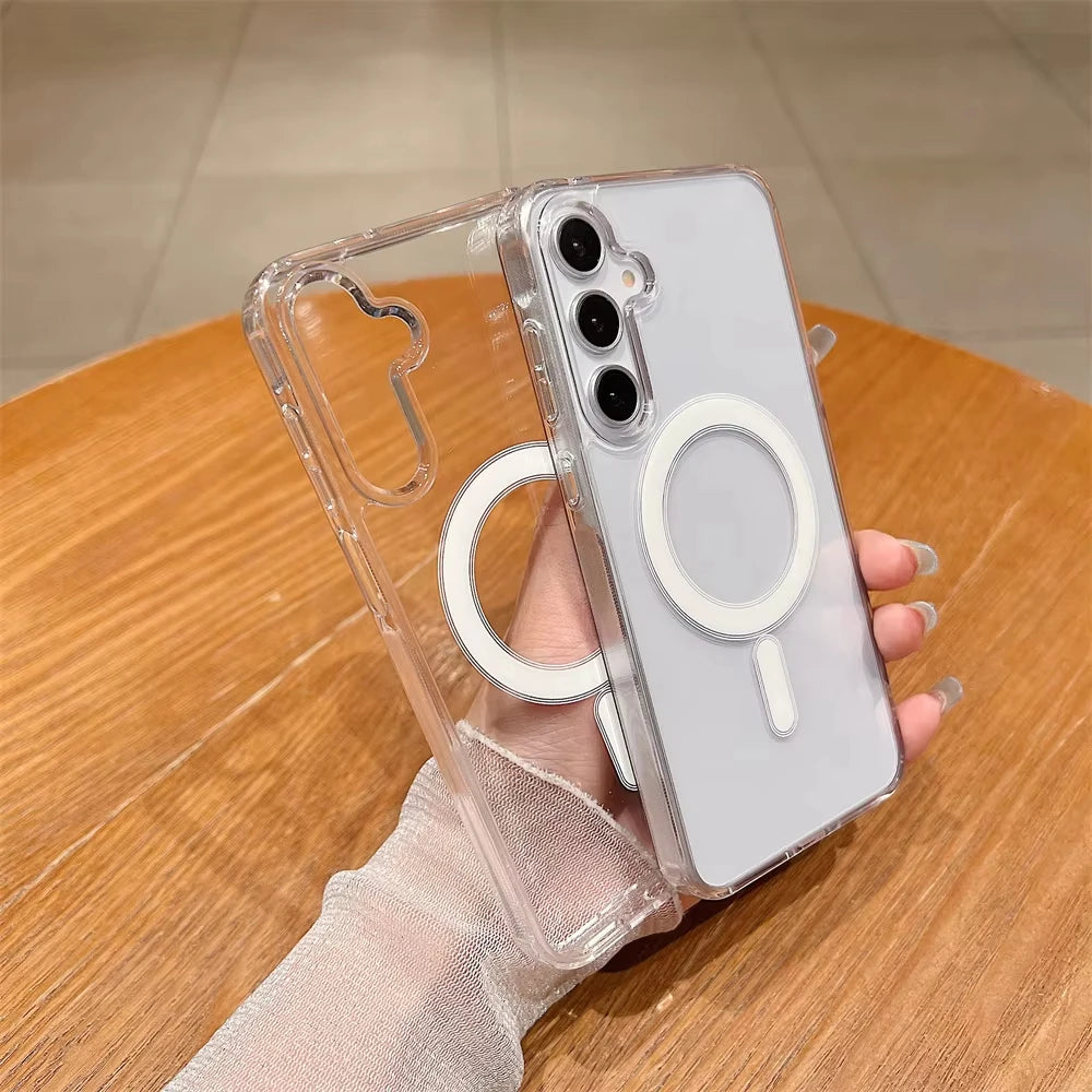 Magnetic Magsafe Wireless Charge Case for Samsung Galaxy S26 S25 S24 S23 Plus S23 22 21 20 FE Ultra edge Clear Shockproof Cover