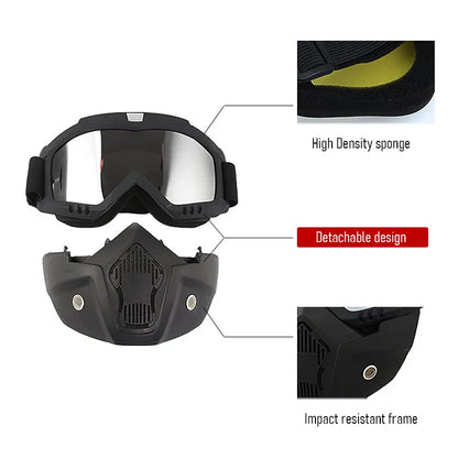 Motocross Goggles Outdoor Unisex Cycling Riding Skiing Windproof Goggles Eyewear With Detachable Mask Protection Motorcycle