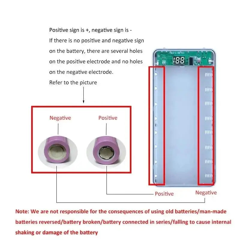 10 8 Slot 18650 Battery Holder DIY Shell Dual USB Type C Charger Powerbank Case Case for iPhone Xiaomi Battery Power Bank Case