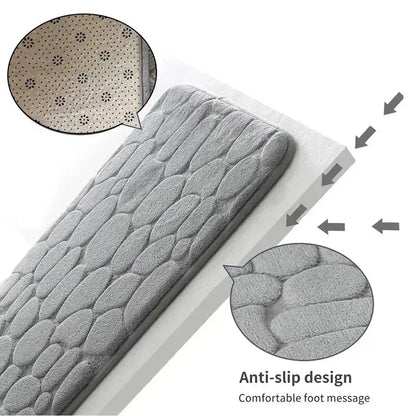 Microfiber Embossed Pebble Bath Mat – Anti-Slip Floor Rug