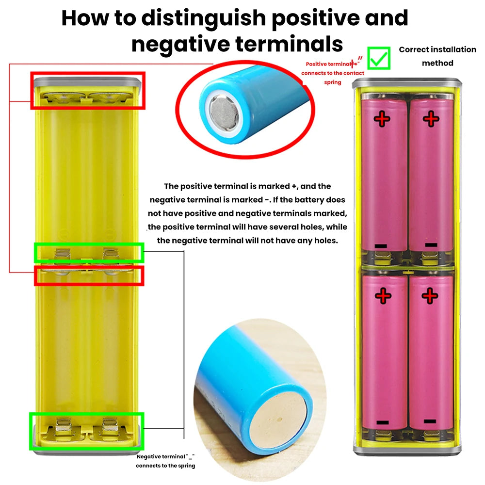 PD65W PD45W Power Bank Case Kit 8*18650 Power Bank Battery Storage Box Fast Charging Battery Holder with LED Light USB+Type-C