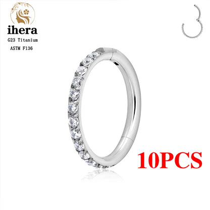 1/10PCS G23 Titanium Nose Rings – Septum Clicker, Cartilage, Tragus, Helix Earrings, 16G 18G CZ