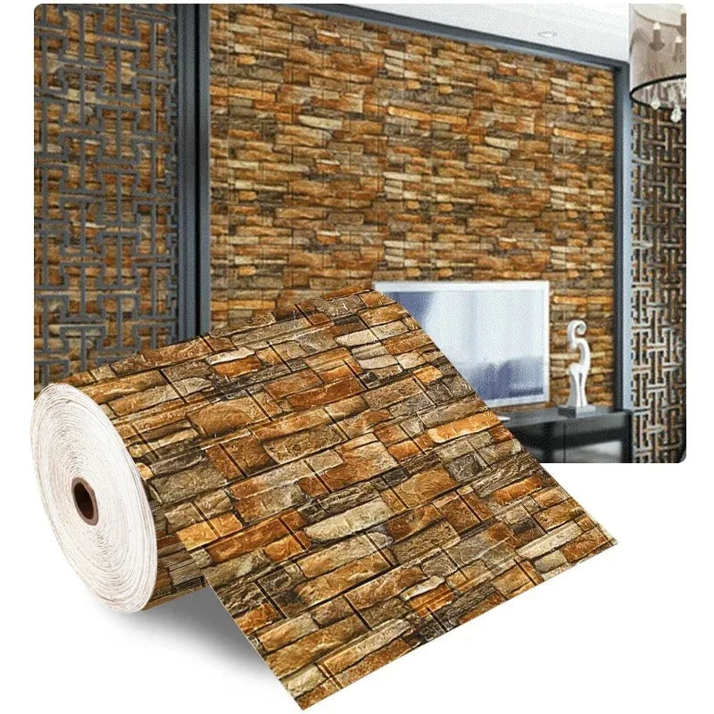 3D Brick Pattern Peel & Stick Foam Wallpaper – 70cm x 1m