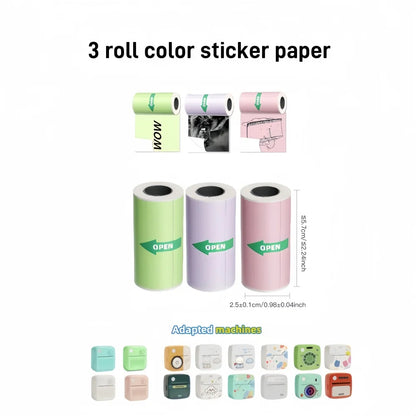 New 10 Roll Sticker Paper for Mini Printer Label Sticker Paper Color Thermal Paper Width for Label Maker Printers Photo Printing