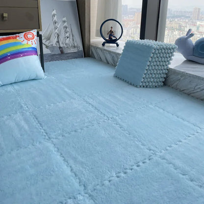 Soft Plush Children's Mat EVA Foam Puzzle Mat Long Hair Carpet Infant Developing Mat Rug Puzzle Interlock Keep Warm Playmat 30CM
