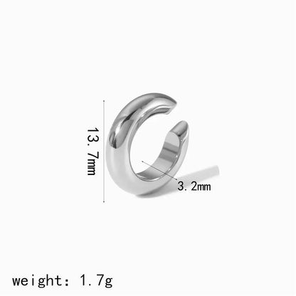 18K Gold Stainless Steel Multilayer Ear Clip – Waterproof Chunky Hoop