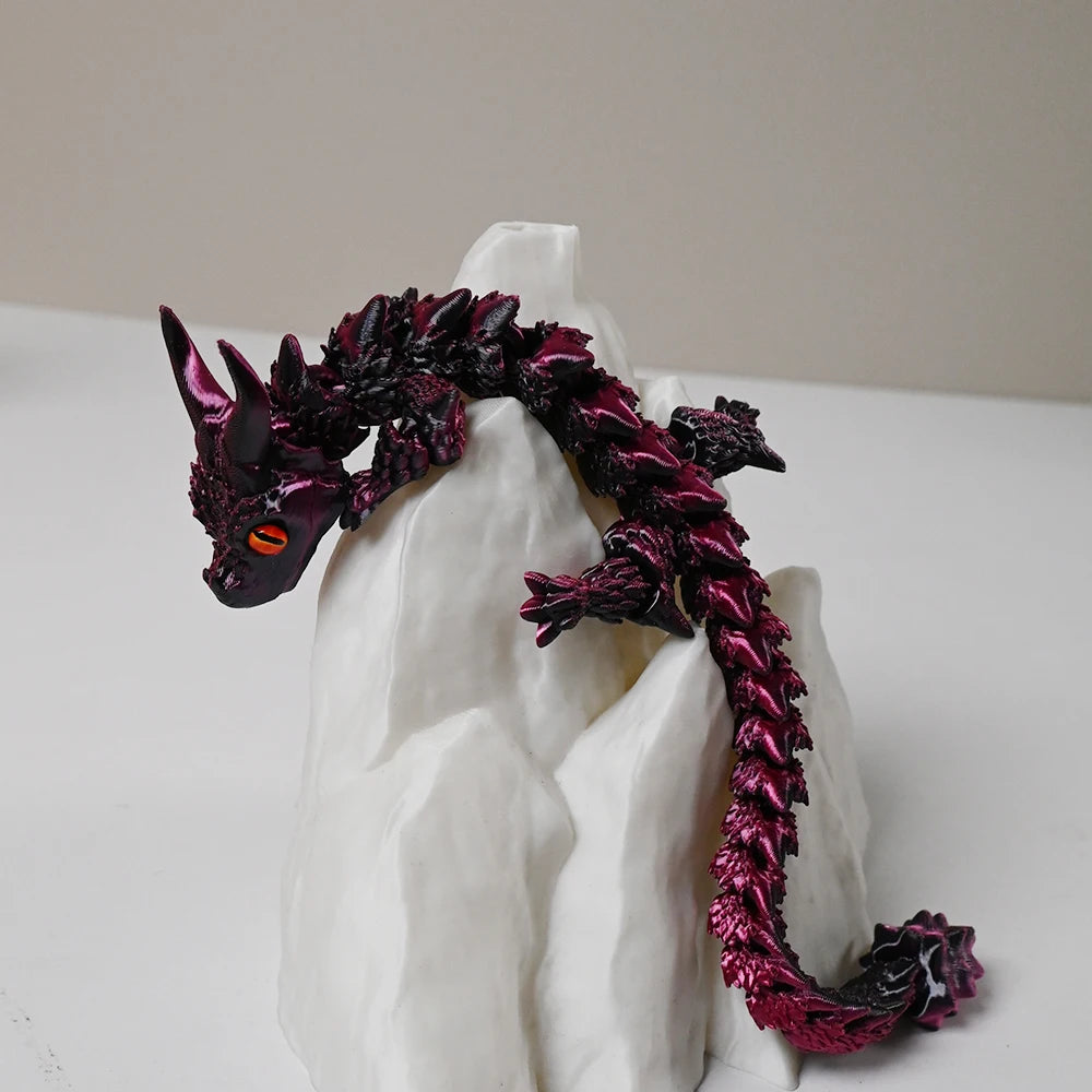 1pc Charming 3D Printed Double-Horned Dragon Figurine with Random Eyes - Ideal for Car Ornament, Home & Car Decor, Living Room