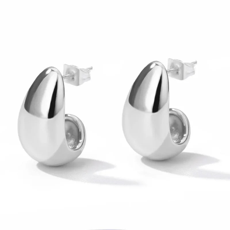 Heart Stainless Steel Earrings for Women – Gold Color Hoop Earring with Zircon, Waterproof & Trendy