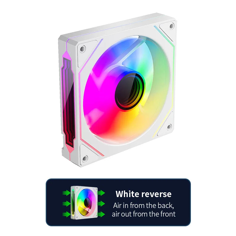 TEUCER LJ-4Pro Computer Case Fan ARGB Mirror Cycle 120mm 4Pin PWM PC Quiet Cooling Fan Low Noise Chassis Fan