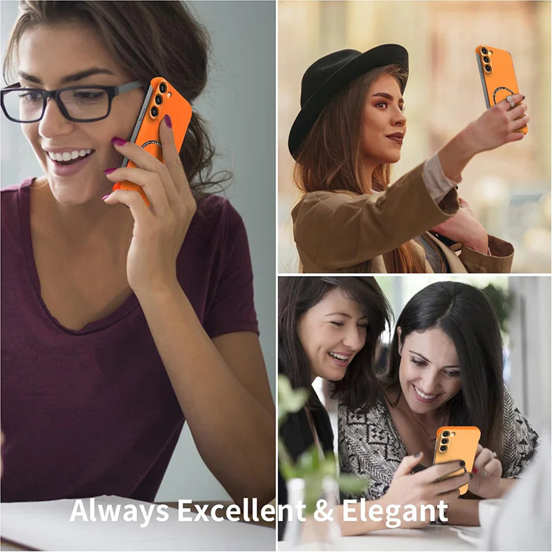 Magnetic Slim for Samsung S23 S22 S21 FE Plus Ultra Frameless Phone Cases Matte Hard Plastic Cover Borderless Shockproof Armor