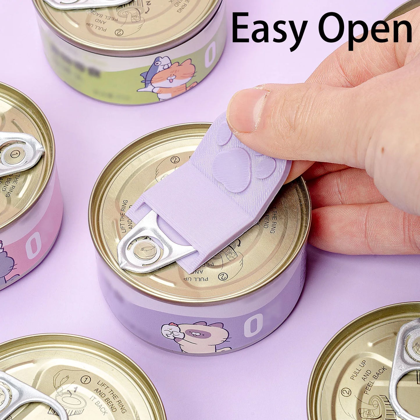 Cute Cat Paw Pet Food Can Opener Easy Ring Pull Opener Tool for Cat Dog Canned Food Protect Nails Ergonomic Kitchen Accessories